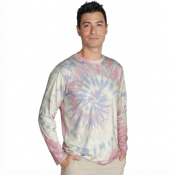 INGEAR Men's UPF 50+ Long Sleeve Sun Shirt, Quick-Dry UV Protection Rash Guard Sonoma Tiedye, S