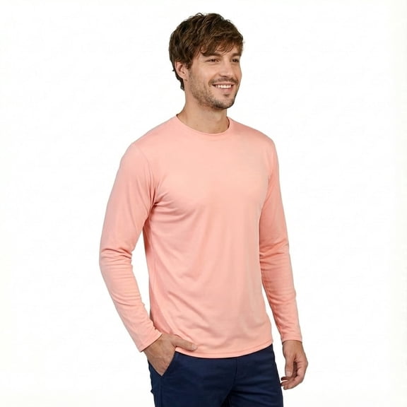 INGEAR Men's UPF 50  Long Sleeve Sun Shirt, Quick-Dry UV Protection Rash Guard Salmon, XXL