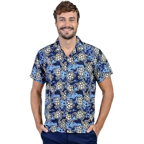 INGEAR Men's Short Sleeve Aloha Shirts Summer Beach Button Down Shirts Vacation Shirts Short Sleeve Casual Hawaiin Shirt