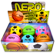 INGEAR Nero R12 Rubber High Bouncing Agility Toy Ball 4.7 Inch Basketball,Soccer 6 Pack Mix