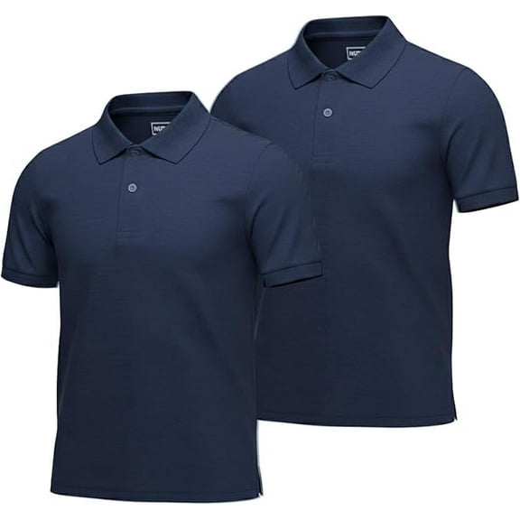 InGear Men's Casual Collared Short Sleeve Polo Shirt, 2-Pack Blue XL