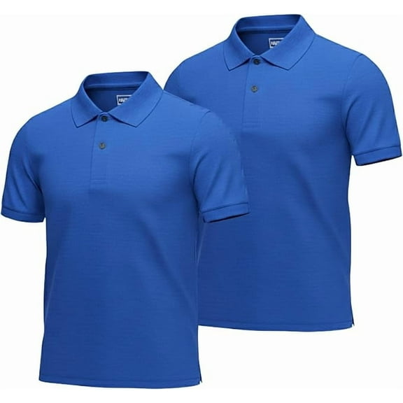 InGear Men's Casual Collared Short Sleeve Polo Shirt, 2-Pack Blue XL