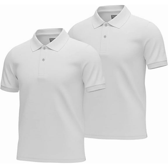InGear Men's Casual Collared Short Sleeve Polo Shirt, 2-Pack White S