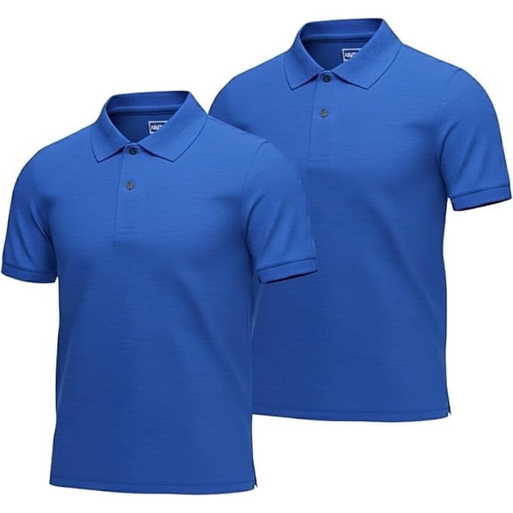 InGear Men's Casual Collared Short Sleeve Polo Shirt, 2-Pack Blue L