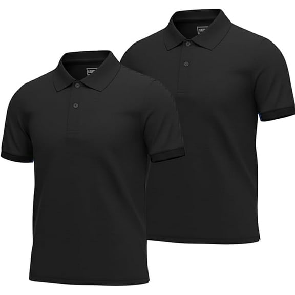 InGear Men's Casual Collared Short Sleeve Polo Shirt, 2-Pack Black XXL