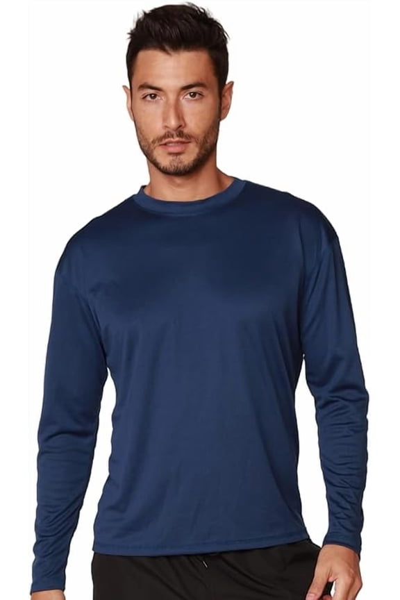 Men's UPF 50+ Long Sleeve Rash Guard, Quick-Dry, Navy, XXL