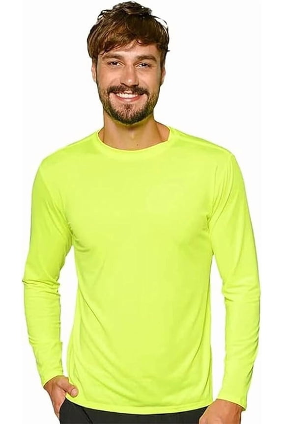 Men's UPF 50+ Long Sleeve Rash Guard, Quick-Dry, Yellow, L