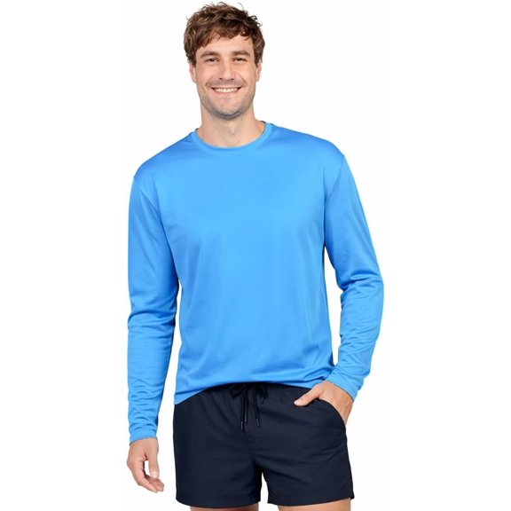 INGEAR Men's UPF 50 Long Sleeve Rash Guard, Quick-Dry, Electric Blue, L