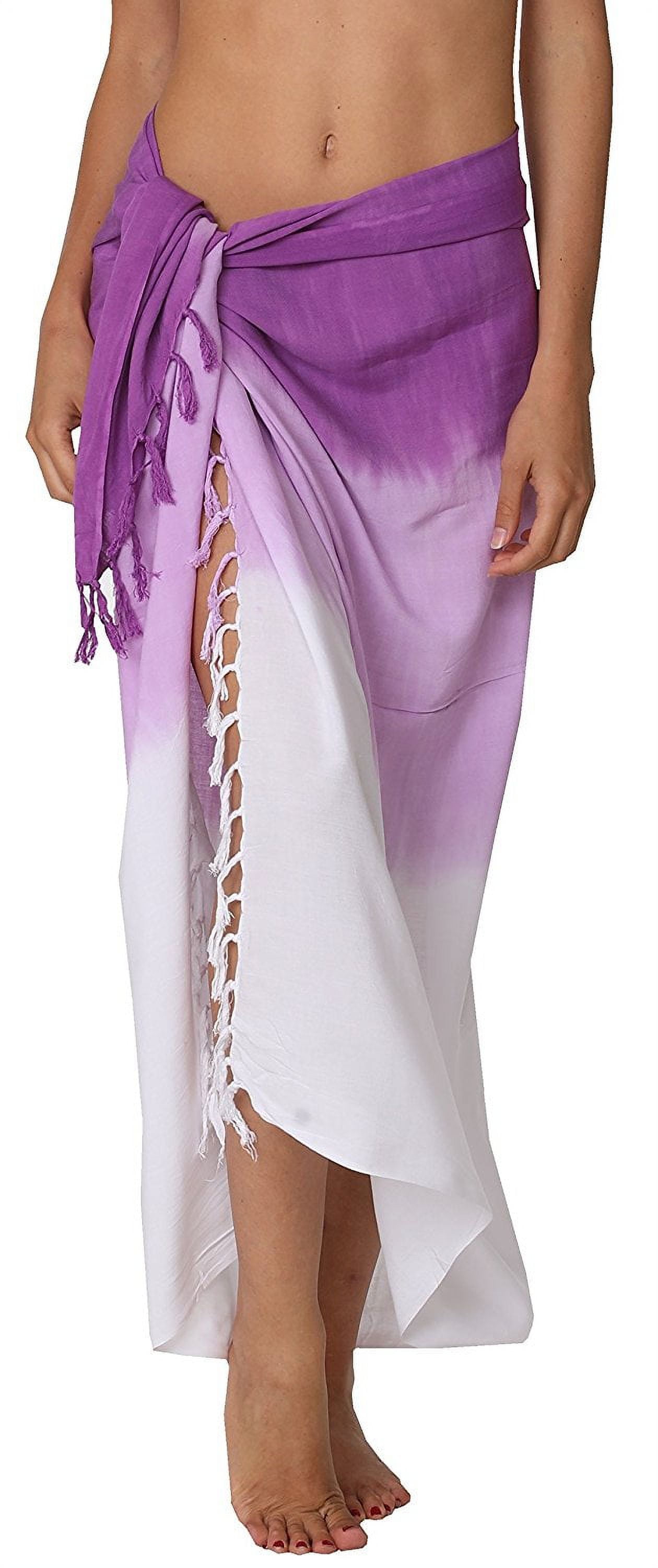 Purple Ombre Cotton Sarong Beach Cover-Up