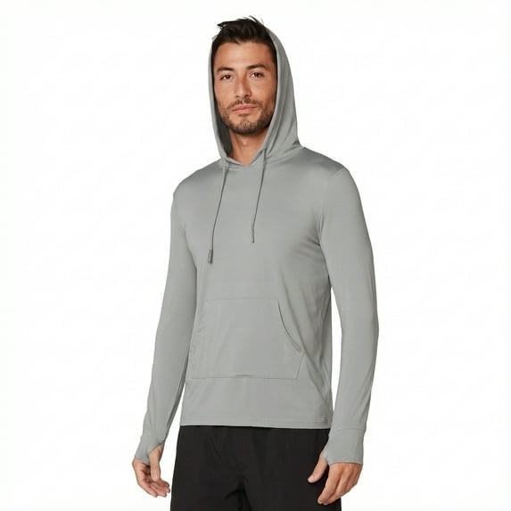 INGEAR Men's Lightweight SPF 50  UV Protection Hoodie, Long Sleeve Rashguard with Pocket, , Silver , M