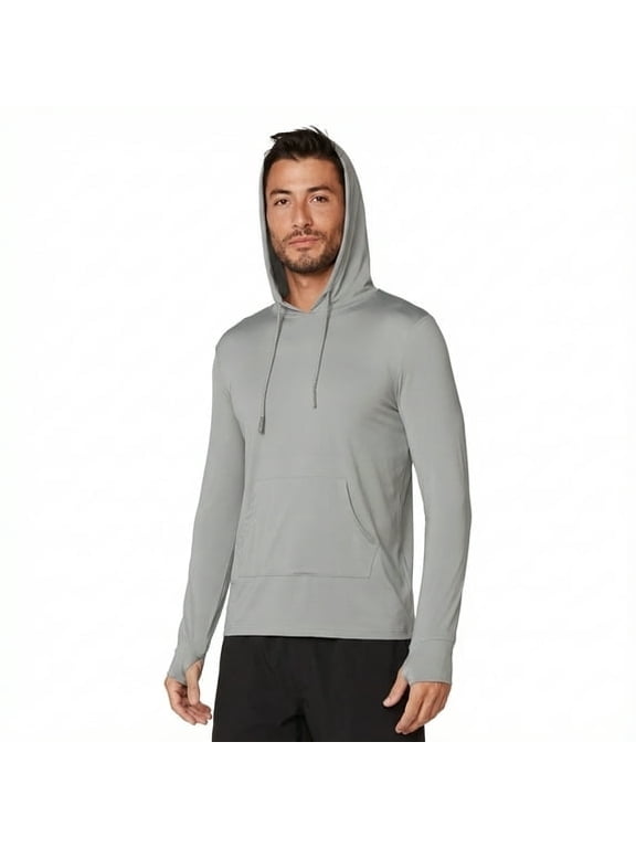Men's Lightweight SPF 50+ UV Protection Hoodie, Long Sleeve Rashguard with Pocket, , Silver , M