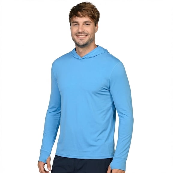 INGEAR Men's Lightweight SPF 50  UV Protection Hoodie, Long Sleeve Rashguard with Pocket, , Electric Blue , M