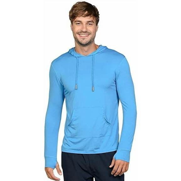 INGEAR Men's Lightweight SPF 50  UV Protection Hoodie, Long Sleeve Rashguard with Pocket, , Electric Blue , L