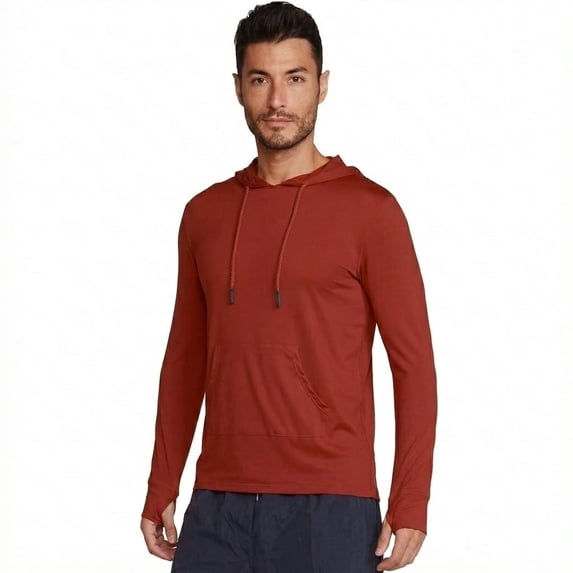 INGEAR Men's Lightweight SPF 50+ UV Protection Hoodie, Long Sleeve Rashguard with Pocket, , Rust , L