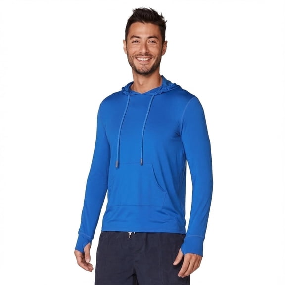 INGEAR Men's Lightweight SPF 50  UV Protection Hoodie, Long Sleeve Rashguard with Pocket, , Blue , L