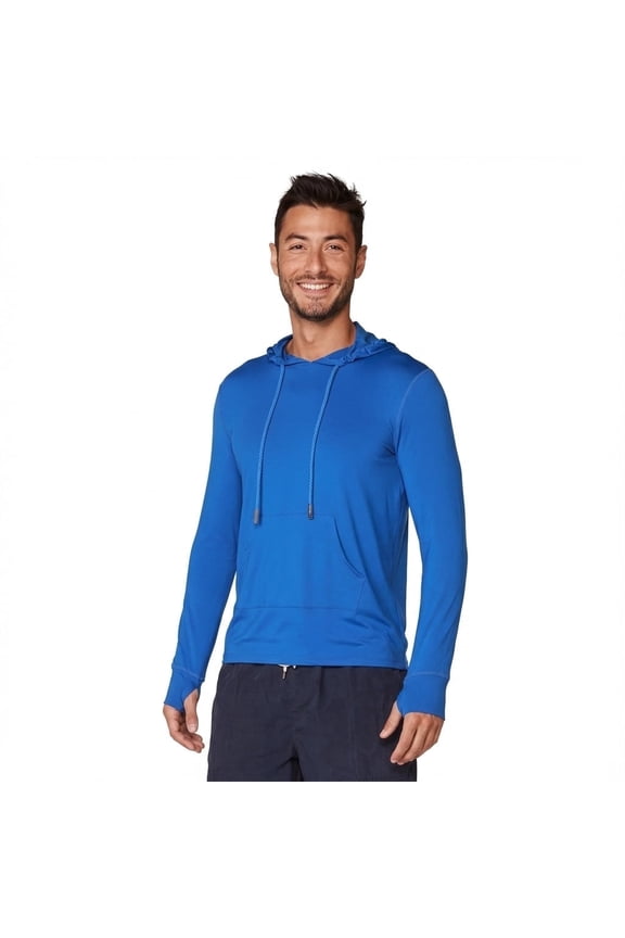 Men's Lightweight SPF 50+ UV Protection Hoodie, Long Sleeve Rashguard with Pocket, , Blue , L