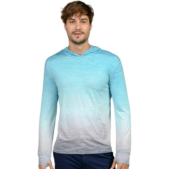 INGEAR Men's Lightweight SPF 50  UV Protection Hoodie, Long Sleeve Rashguard with Pocket, , Turquoise Sea , L