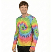 Men's Lightweight SPF 50+ UV Protection Hoodie, Long Sleeve Rashguard with Pocket, , Bright Tiedye , M