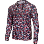 INGEAR Mens Lightweight SPF 50+ UV Protection Hoodie, Long Sleeve Rashguard with Pocket, Shark Camo Red , L