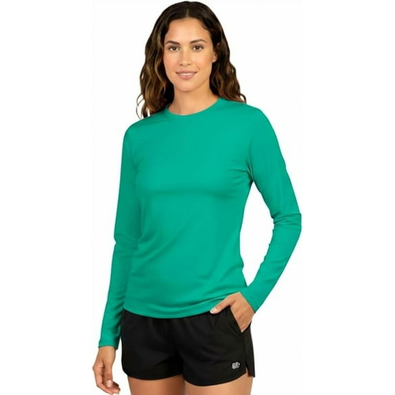 InGear Women's Long Sleeve UV Protection Swim Shirt, Quick-Dry, Lightweight, Green, XXL
