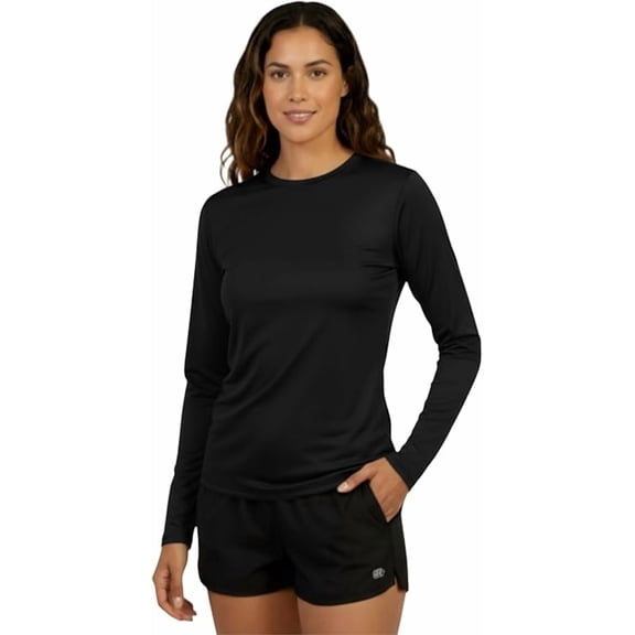 InGear Women's Long Sleeve UV Swim Shirt, Black, Large
