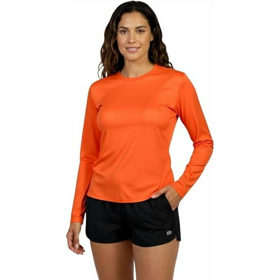 INGEAR Women's Long Sleeve Sun Protection Swim Shirt, Orange, M