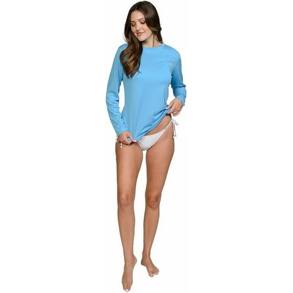 InGear Women's Long Sleeve UV Sun Protection Swim Shirt, Blue, Medium