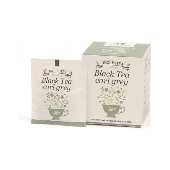 INGLESTEA Black Tea Earl Grey - Pure Ceylon Black Tea with Natural Bergamot Flavour - Naturally Smooth Taste All Day Iced or Hot Tea Bags - Caffeinated - Individually Wrapped - 1.8g x 10 Tea Bags