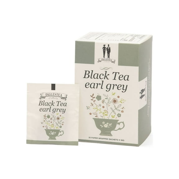 INGLESTEA Earl Grey Black Tea - Pure Ceylon Black Tea with Natural Bergamot Flavour - Naturally Smooth Taste All Day Iced or Hot Tea Bags - Caffeinated - Individually Wrapped - 1.8g x 20 Tea Bags