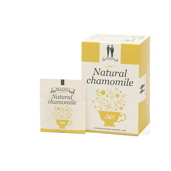 INGLESTEA Pure Natural Chamomile Tea Bags - Caffeine-Free & Sleep Time Tea - Chamomile Flowers Aroma For Relieving Stress - Brew Hot Or Iced - Individually Wrapped - 1.2g x 20 Tea Bags