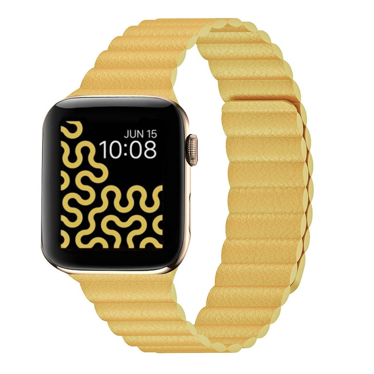 INI Compatible with Apple Watch Band Magnetic Leather Strap For Serious 7 6 5 4 3 2 1 SE Size 41mm 40mm 38mm Wrist 6.5 to 8.5 Inch Better Than Loop and Link Walmart