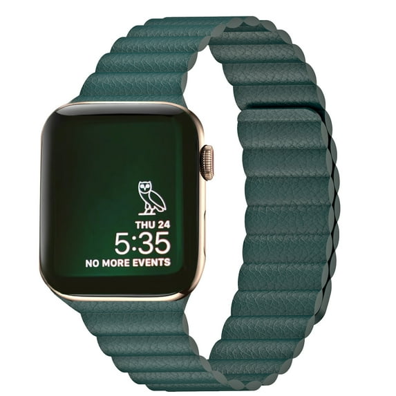 INI Compatible with Apple Watch Band Magnetic Leather Strap For Serious 7 6 5 4 3 2 1 SE Size 41mm 40mm 38mm Wrist 6.5 to 8.5 Inch Better Than Loop and Link
