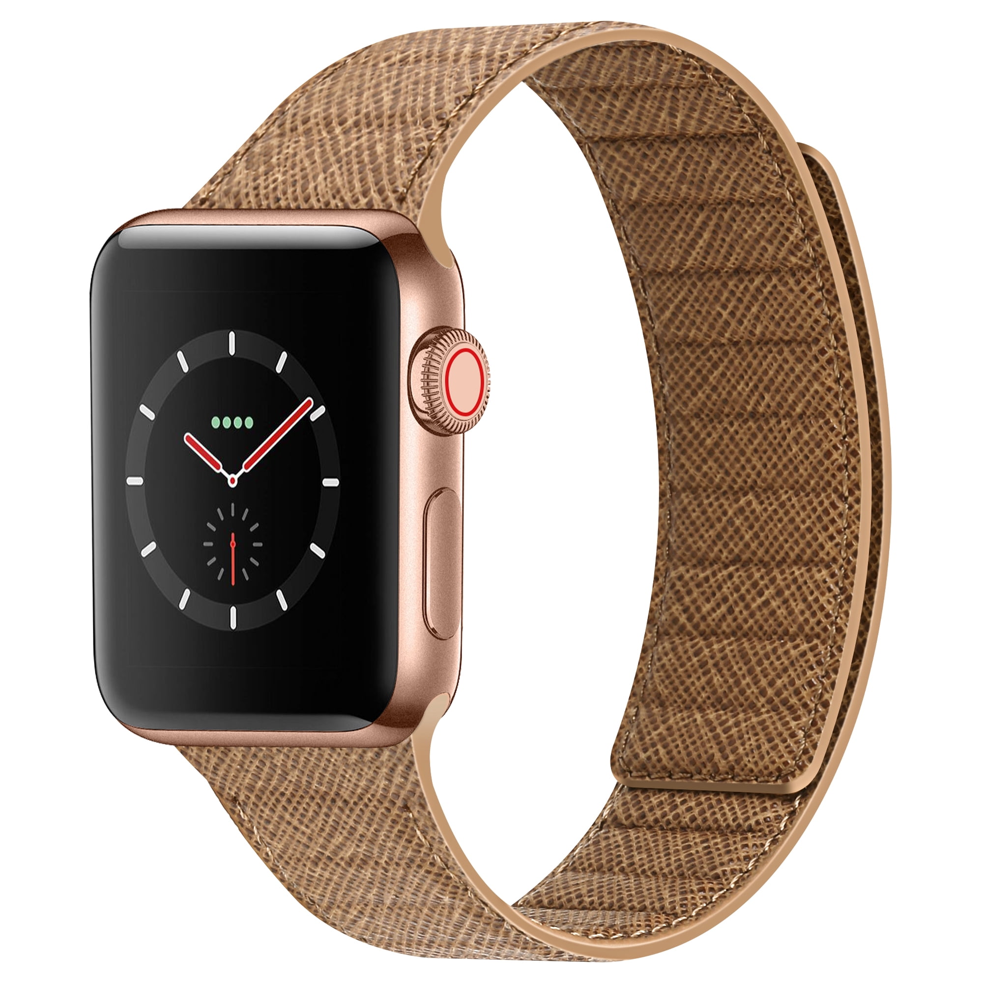 INI Compatible with Apple Watch Band Magnetic Link Top Grain Leather Strap For Serious 7 6 5 4 3 2 1 SE Size 41mm 40mm 38mm Wrist 6.5 to 8.5 Inch Better Than Loop and Link Walmart