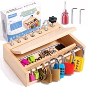 INIFEIDALA Montessori Screwdriver Board Lock and Key Set Kids Tool Set Wooden STEM Preschool Learning Toy for Fine Motor Skills Ages 3-10 1 Pack