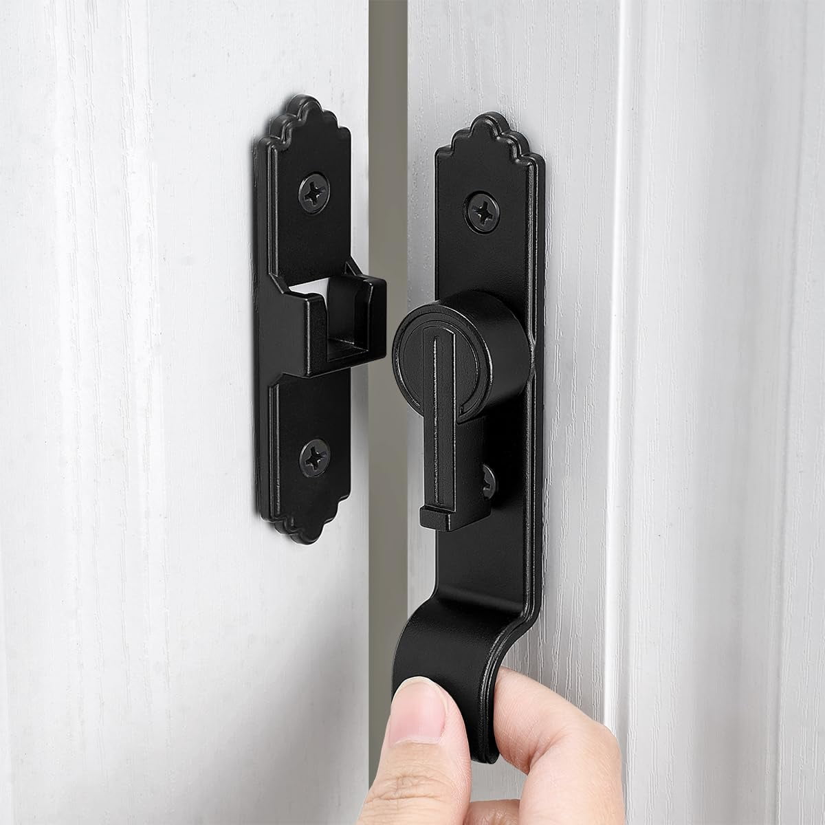INIRET 90 Degree Black Barn Door Lock, Flip Gate Latch with Handle ...