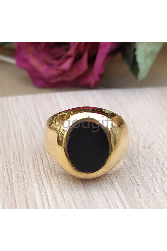 Black Onyx Ring | 925 Sterling Silver Ring For Men | Gold Ring Stacking Ring | Signet Statement Ring | Gift For Brother | Onyx Gemstone Ring