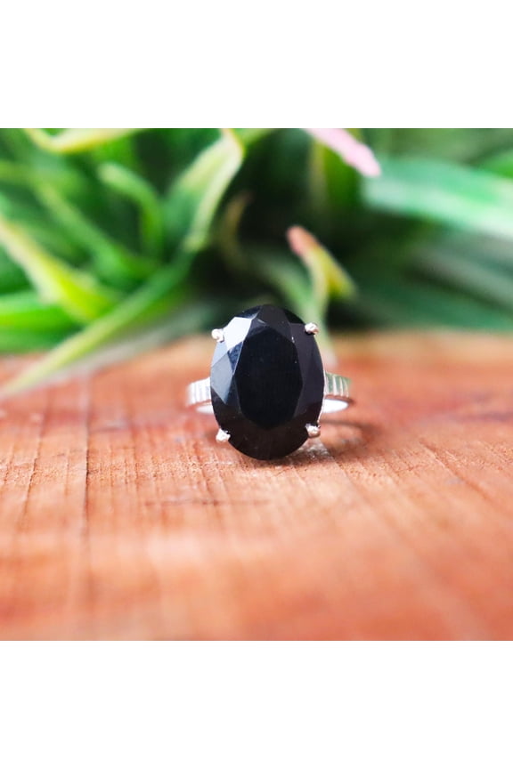 Black Onyx Signet Ring, 925 Silver Ring, Statement Ring, Prong Setting Ring, Boho Ring, Cocktail Ring, Charm Ring, Oval Cut Stone, Men Ring*