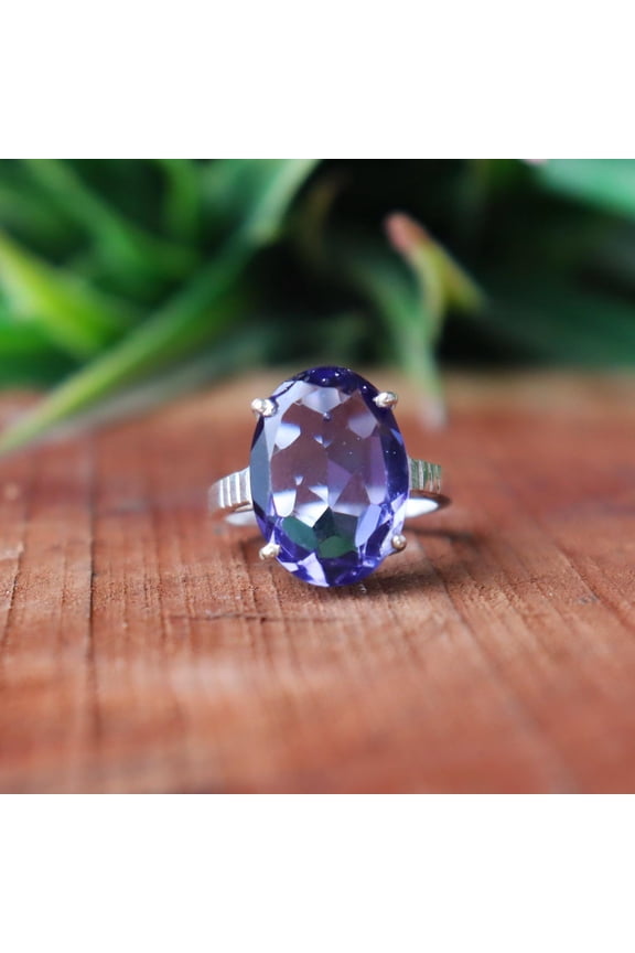 Blue Sapphire Ring, 925 Silver Ring, Prong Setting Ring, Vintage Ring, Cocktail Ring, Boho Jewelry, Unisex Ring, Pretty Ring, Statement Ring