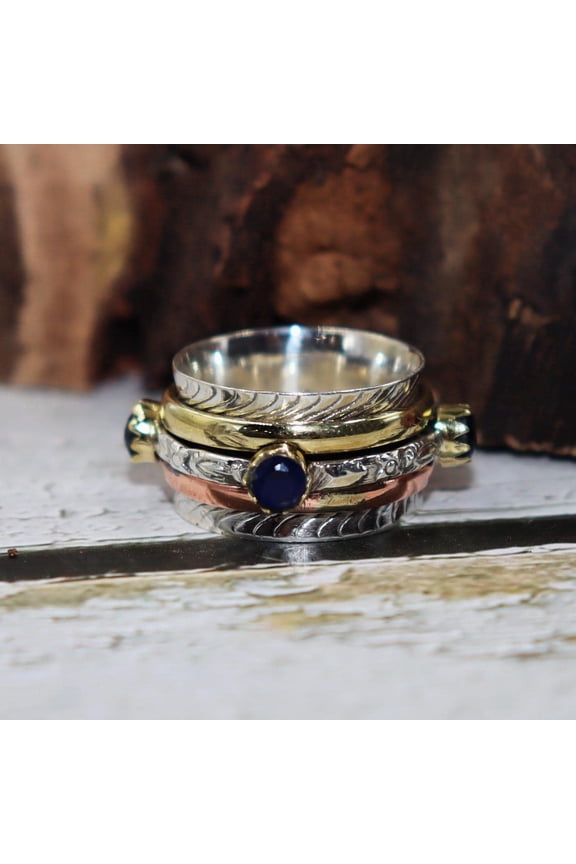 Blue Sapphire Ring, September Birthstone Ring, Blue Stone Full Eternity Wedding Band, Sapphire Band Ring, Unique Matching Gemstone Band Ring