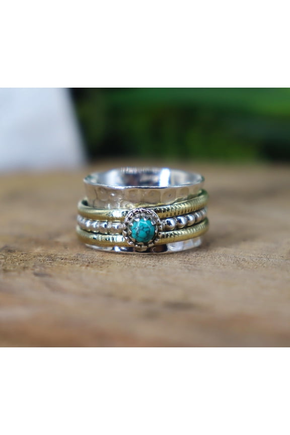 Blue Turquoise Gemstone Spin Ring | Natural Turquoise Silver Spinner ring | Fidget Ring | Silver Anxiety Ring | Fidget Ring | Anxiety Ring..