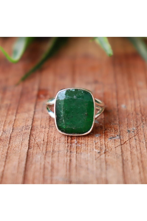 - Green Colombian Emerald Ring, 925 Sterling Silver Ring, May Birthstone Ring, Natural Stone Ring, Emerald Men's Ring, Personalized Gift Ring,