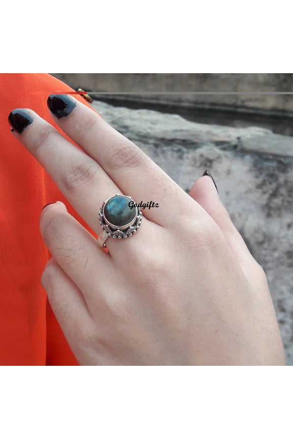 Labradorite Ring, Blue Fire Labradorite Ring Labradorite Sterling Silver Ring Labradorite Celtic Knot Ring, Labradorite Ring For Men & Women