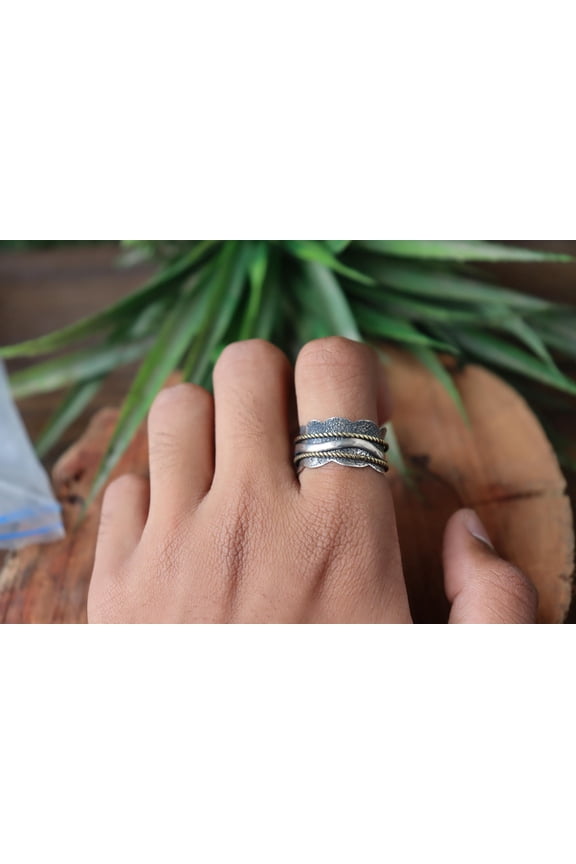 - Silver Spinner Ring, 925 Sterling pure Silver Ring, Thin Copper Spinning Band Ring, Meditation Ring, Anxiety Ring, Personalized Gift For Her