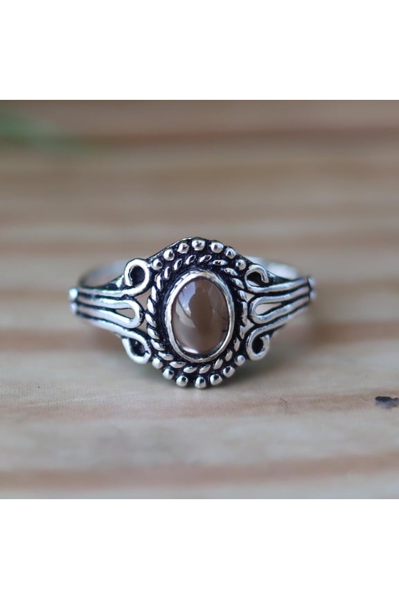 Smoky Quartz Ring, Designer Ring, Oval Shape Gemstone Ring, 925 Sterling Silver Ring, Silver Oxidized Ring, Women's Ring, Handmade Jewelry**