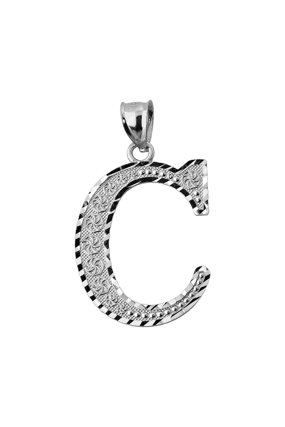 INITIAL C SILVER CHARM PENDANT : SIZE (S  M  Large