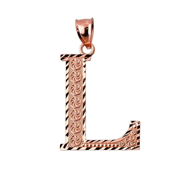 INITIAL L ROSE GOLD CHARM PENDANT : 10K SIZE (S M Medium