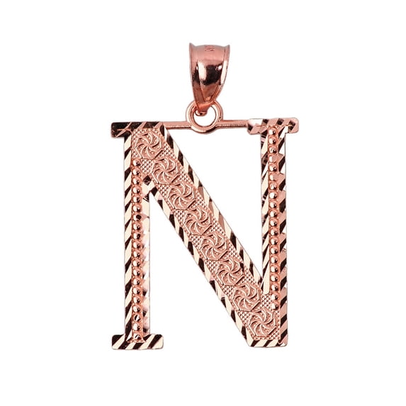 INITIAL N ROSE GOLD CHARM PENDANT : 14K SIZE (S M Large