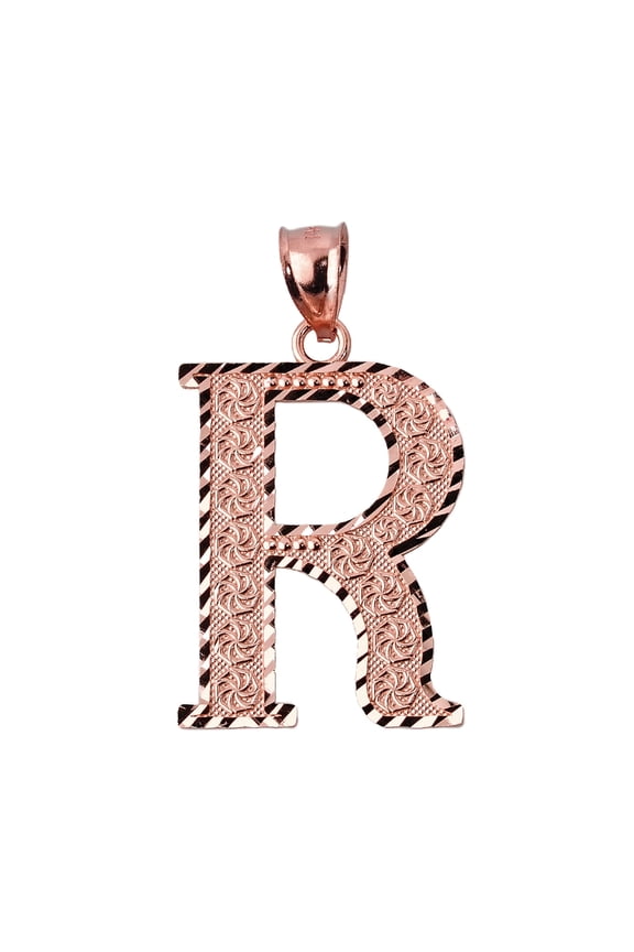 INITIAL R ROSE GOLD CHARM PENDANT :  14K  SIZE (S  M  Small