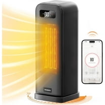 INITIO Indoor Space Heaters, 1500W Fast Heating Portable Heaters with Remote&APP Contorl, PTC Ceramic Heater for Bedroom, 12H Timer, Overheat Protection for Home Office, Black