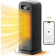 INITIO Indoor Space Heaters, 1500W Fast Heating Portable Heaters with Remote&APP Contorl, PTC Ceramic Heater for Bedroom, 12H Timer, Overheat Protection for Home Office, Black